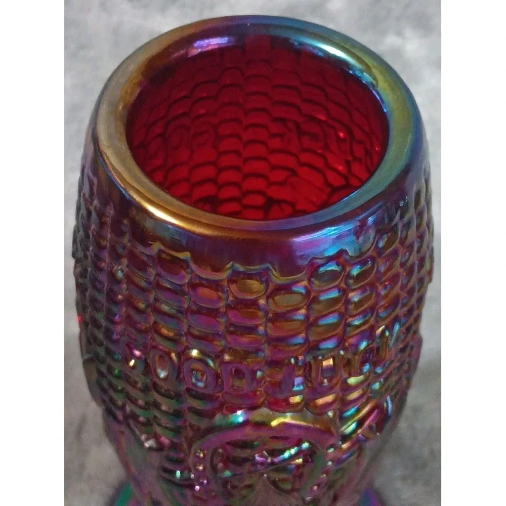 Vintage HOACGA Corn Vase Convention Souvenir Amberina Red Carnival‎ Glass 1978